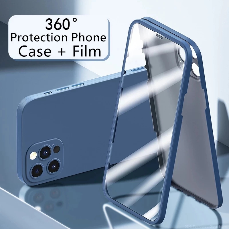 Vỏ điện thoại đầy đủ 360 mớinhất với màn hình bảo vệ màn hình tích hợp màng thủy tinh cho iphone 12 pro max